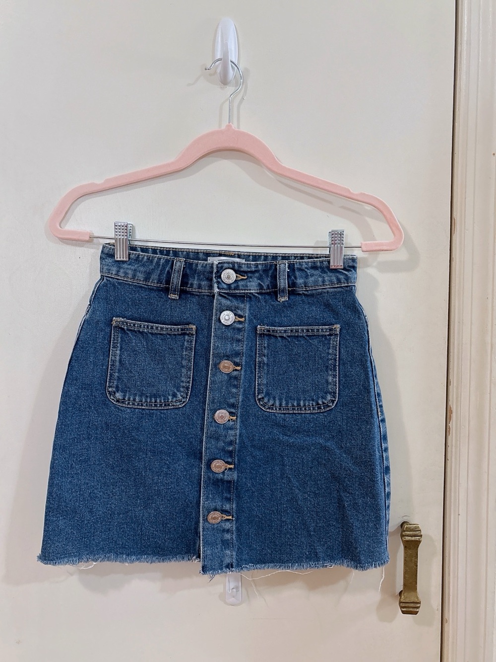 Zara Button-Front Denim Mini Skirt